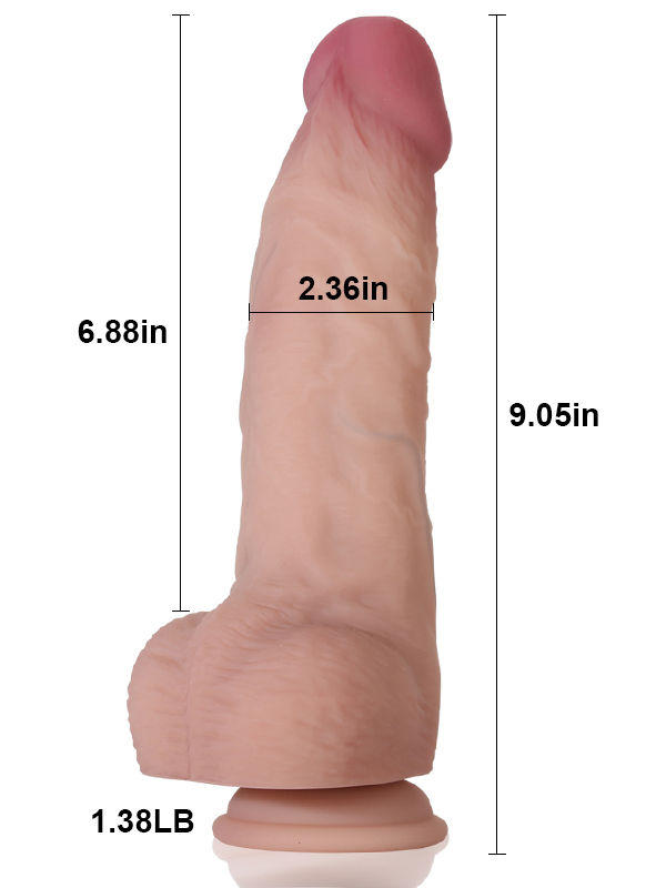 Aaron 9" x 2.3" Thick Double Layer Silicone Flesh Skin Dildo